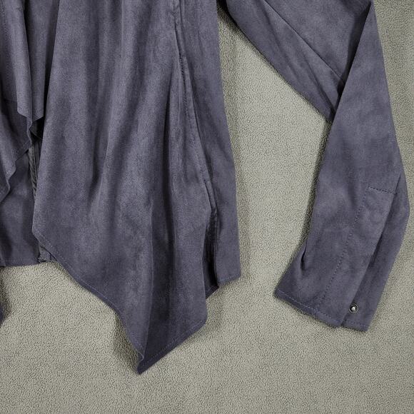 Kut from Kloth M Womens Faux Suede Leather Moto Jacket Gray Stretch punk preppy - Picture 10 of 13